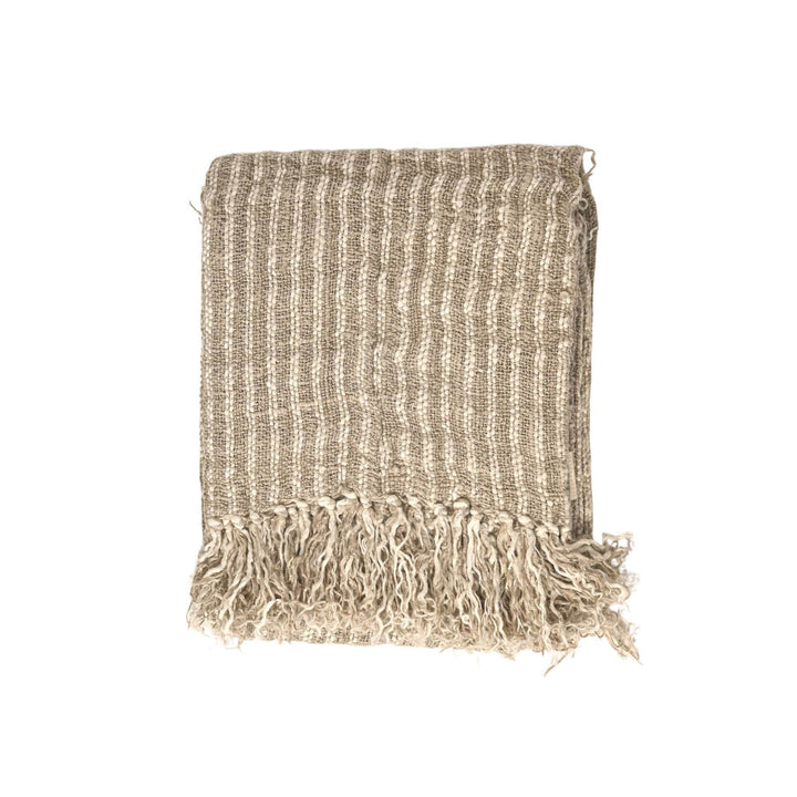 Zoco Home Textiles Linen Bedspread | Natural/White Stripes 170x130cm