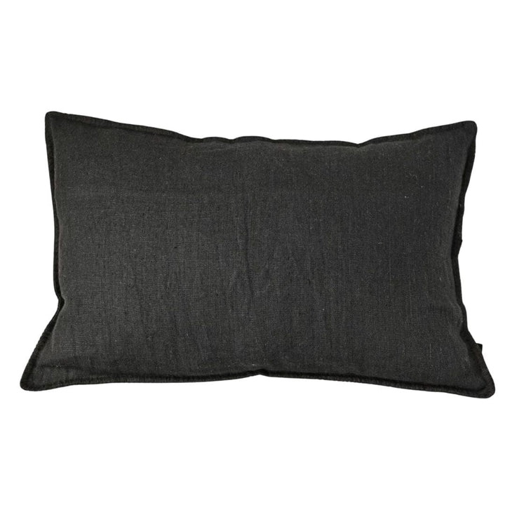 Zoco Home Pillows / Textiles Linen Cushion Cover | Embroidered Edge Black | 40x60cm
