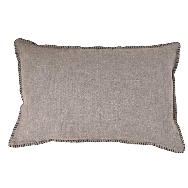 Zoco Home Pillows / Textiles Linen Cushion Cover | Embroidered Edge | Granit 40x60cm