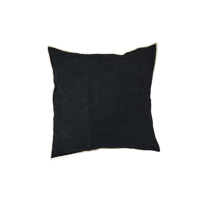 Zoco Home Cushion Linen Cushion Cover Nai Edge |  Black 45x45cm