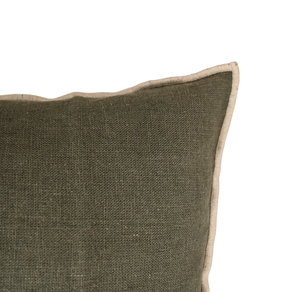 Zoco Home Cushion Linen Cushion Cover Nai Edge | Kaki 40x60cm