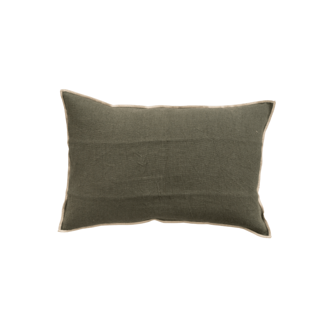 Zoco Home Cushion Linen Cushion Cover Nai Edge | Kaki 40x60cm