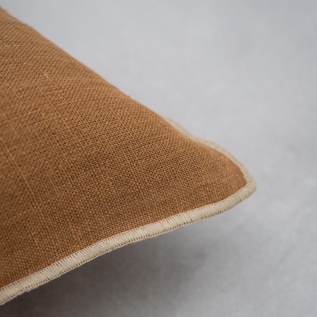 Zoco Home Cushion Linen Cushion Cover Nai Edge |  Tobacco 40x60cm