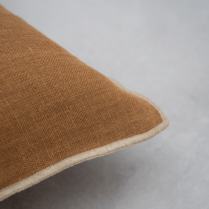 Zoco Home Cushion Linen Cushion Cover Nai Edge |  Tobacco 40x60cm