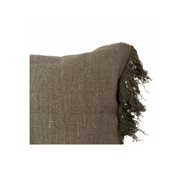 Zoco Home Linen Cushion Cover | Wani Fringes | Kaki 40x60cm