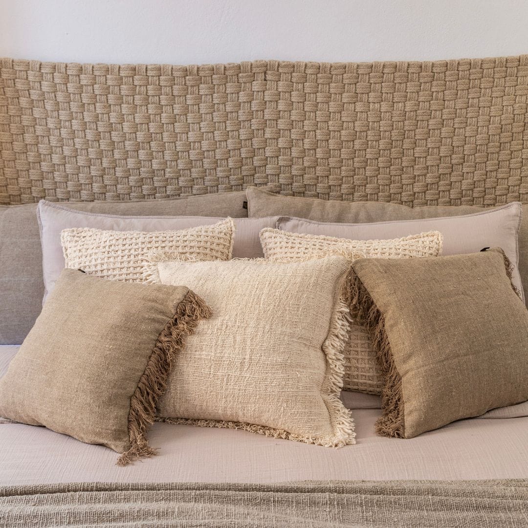 Zoco Home Linen Cushion Cover | Wani Fringes | Natural 45x45cm