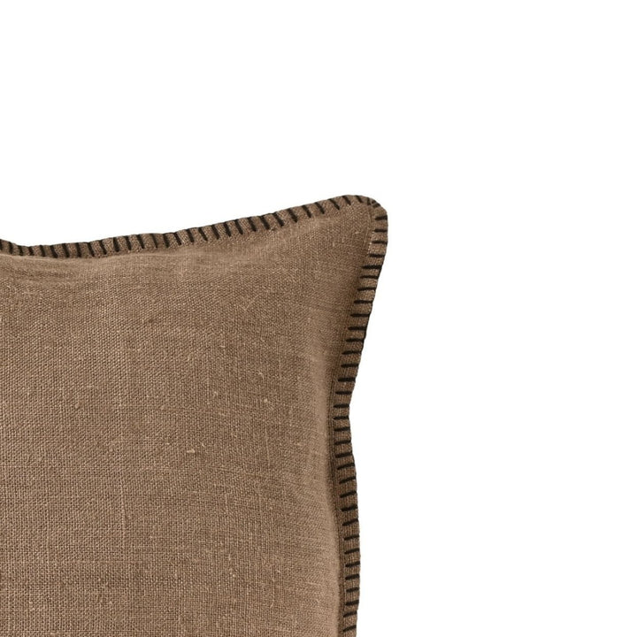 Zoco Home Linen Pillow | Embroided Edge Brownie | 45x45cm