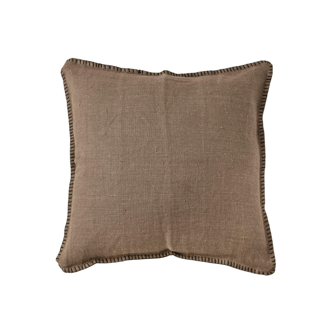 Zoco Home Linen Pillow | Embroided Edge Brownie | 45x45cm