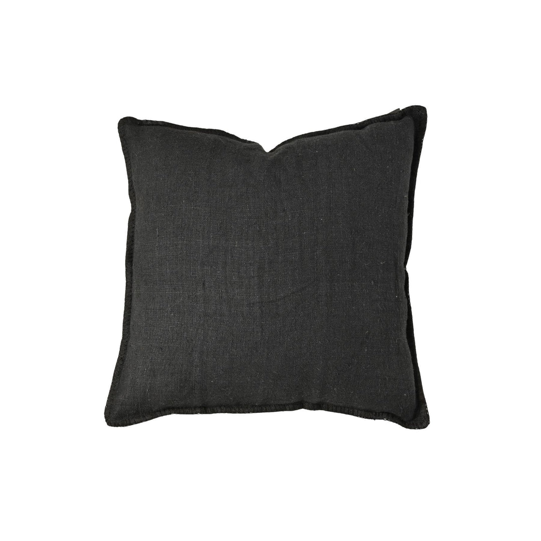 Zoco Home Pillows / Textiles Linen Pillow | Embroidered Edge Black | 45x45cm