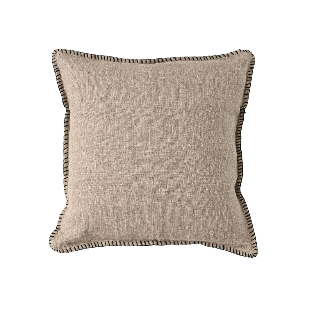 Zoco Home Pillows / Textiles Linen Pillow | Embroidered Edge | Natural 45x45cm