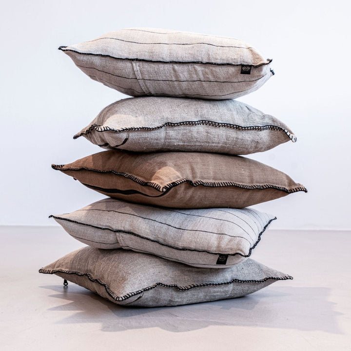 Zoco Home Cushion Linen Pillow | Stonewashed Natural/Black 40x60cm