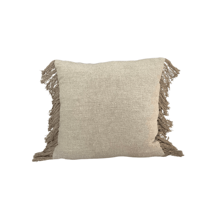 Zoco Home Textile Linen Pillow | Wani Fringes | Natural 45x45cm