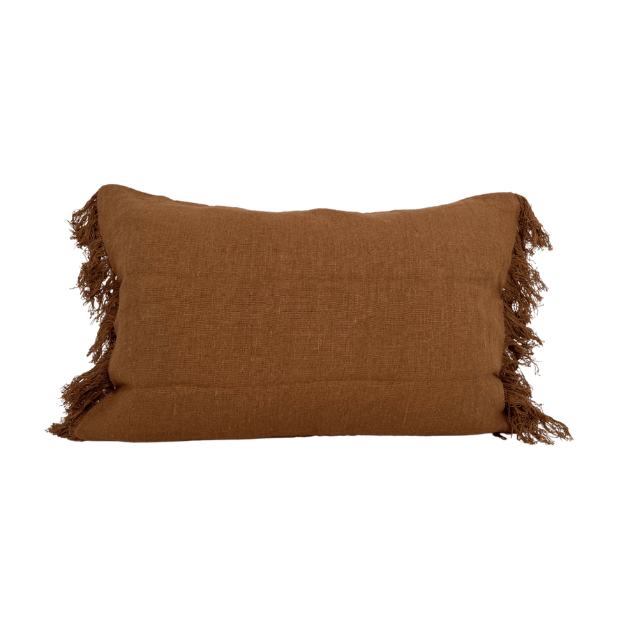 Zoco Home Linen Pillow | Wani Fringes | Tobacco 40x60cm