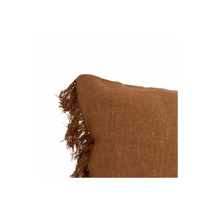 Zoco Home Linen Pillow | Wani Fringes | Tobacco 40x60cm