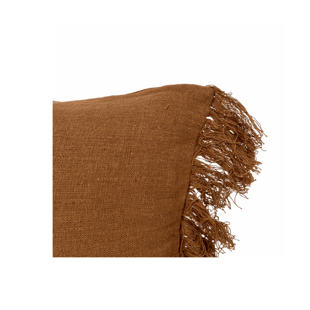 Zoco Home Linen Pillow | Wani Fringes | Tobacco 45x45cm