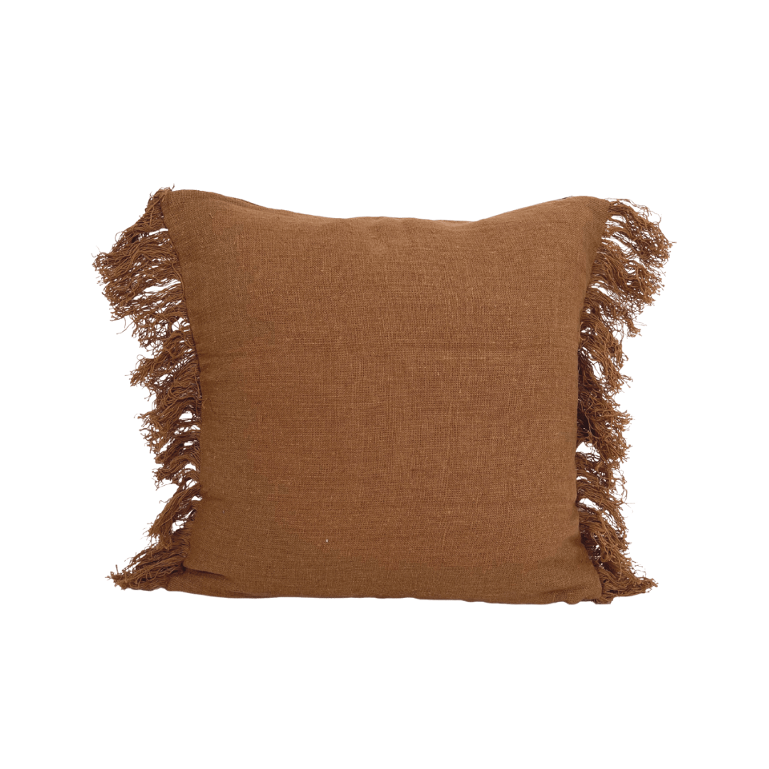 Zoco Home Linen Pillow | Wani Fringes | Tobacco 45x45cm