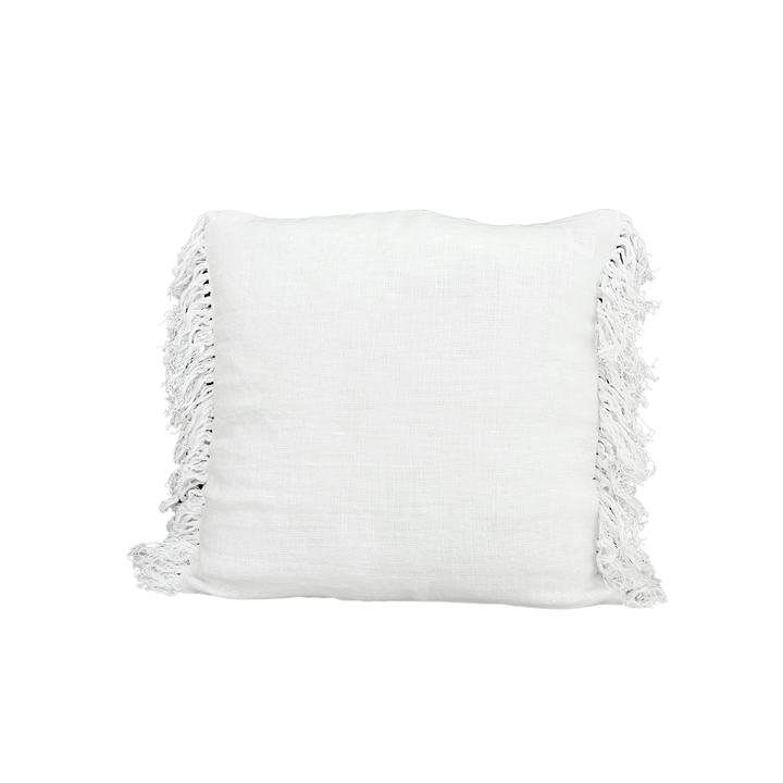 Zoco Home Textile Linen Pillow | Wani Fringes | White 45x45cm