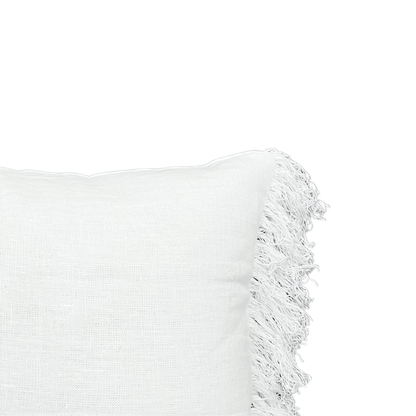 Zoco Home Textile Linen Pillow | Wani Fringes | White 45x45cm