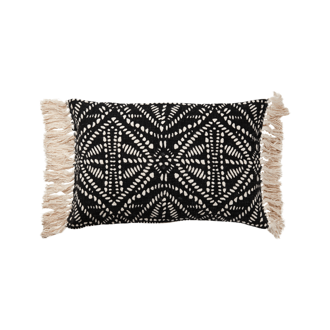 Zoco Home Mali Fringe Pillow | Black 40x60cm