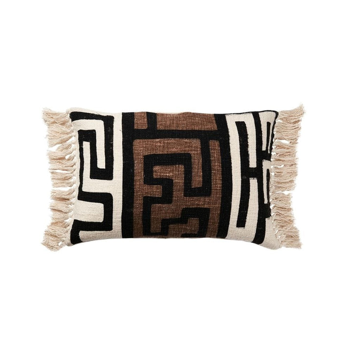 Zoco Home Mali Fringe Pillow | Black/Brown 40x60cm