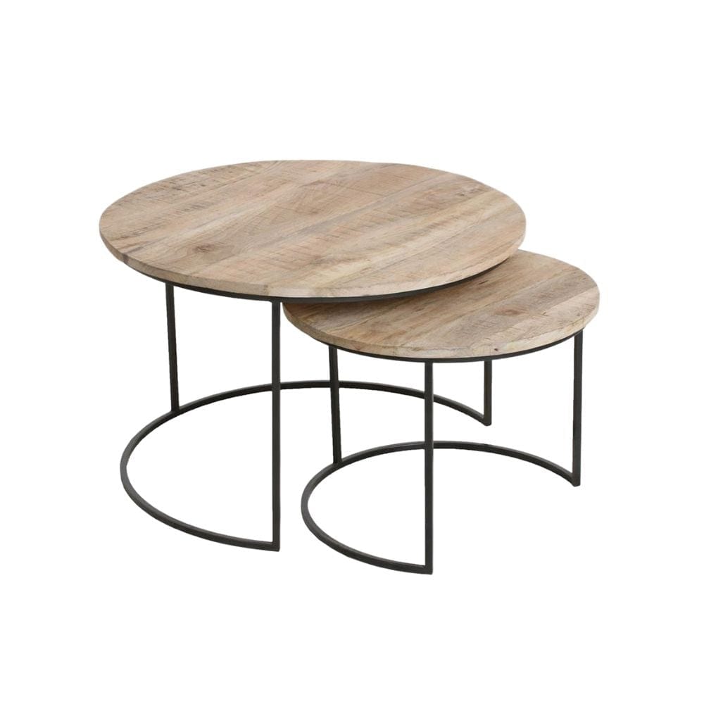 Zoco Home Furnitures Mango Round Coffee Table Set | Natural 50x38/70x45cm