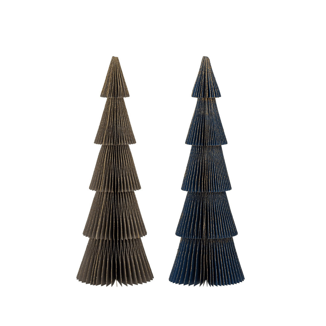 Zoco Home Paper Deco Christmas Tree Set of 2 | Blue & Green 11x30.5cm