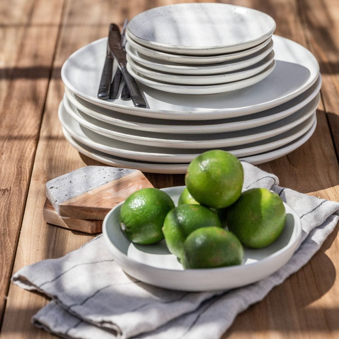 Grey and white dinnerware best sale