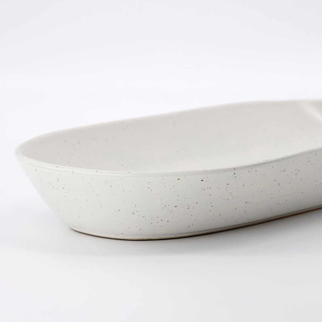 Zoco Home Home accessories Pion Stoneware Serving Dish | White/Grey 38x19x4.5cm