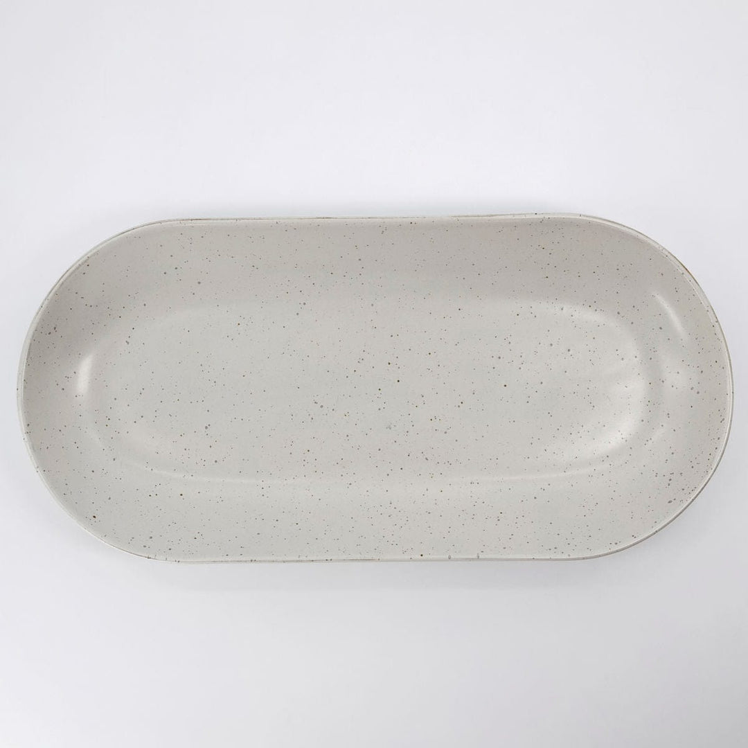 Zoco Home Home accessories Pion Stoneware Serving Dish | White/Grey 38x19x4.5cm