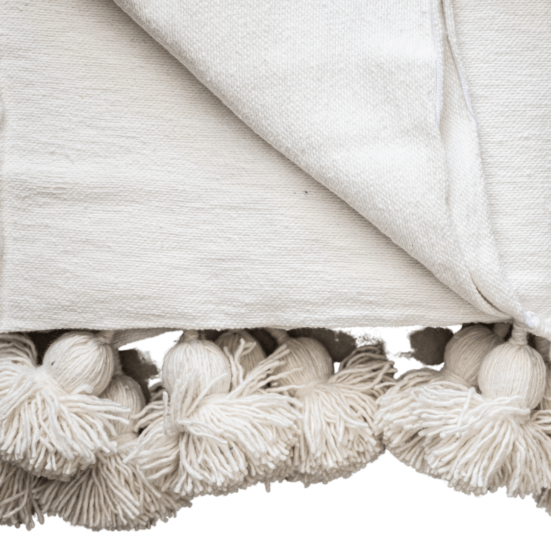 Zoco Home THROWS & BLANKETS PomPom Blanket | White