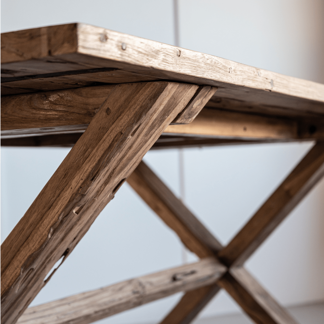 Recycled Teak Dining Table X Legs 160x90x75cm Zoco Home