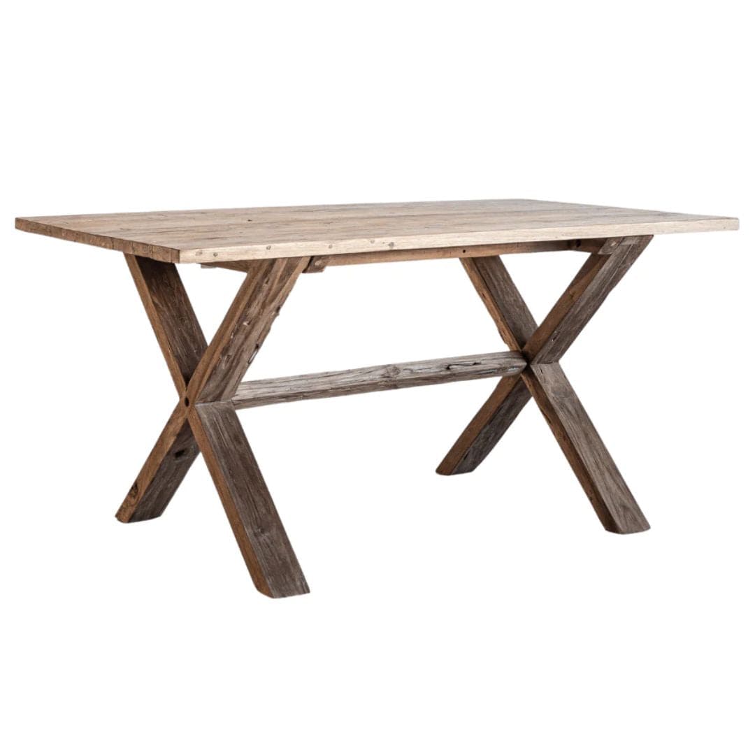 Zoco Home Recycled Teak Dining Table | X Legs | 160x90x75cm