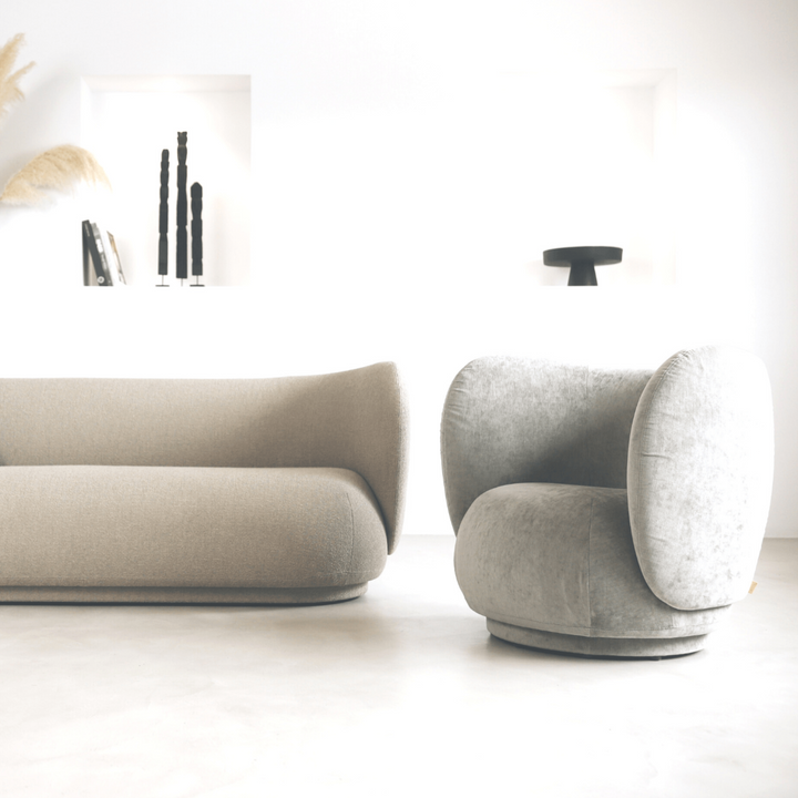 Zoco Home Rico Lounge Chair | Faded Velvet | Concrete 87x79x81.5cm