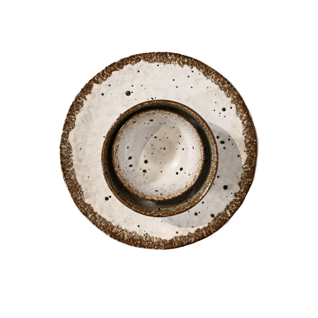Zoco Home Kitchenware Stoneware Bowl | White/Brown 12x7cm