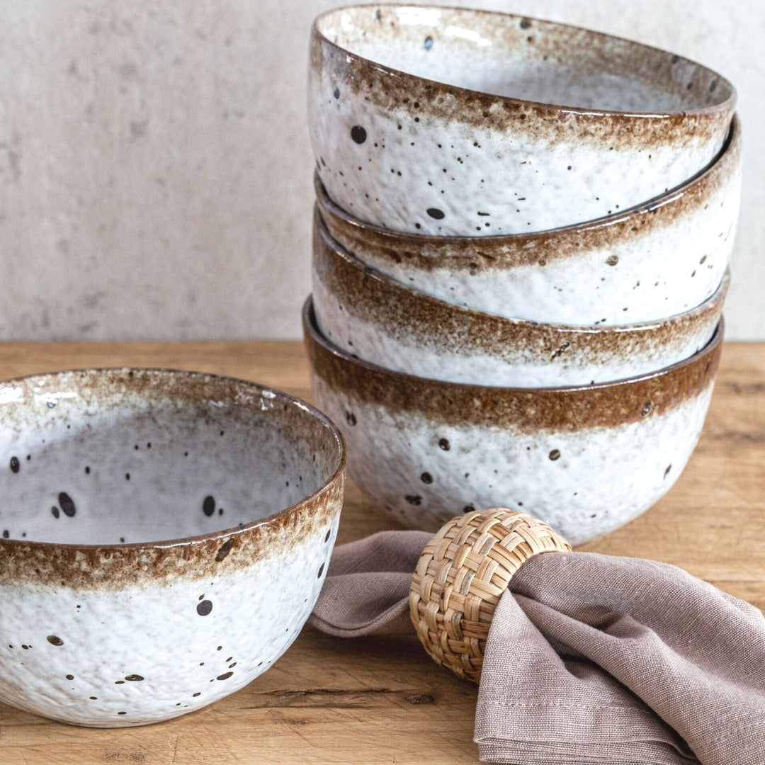 Zoco Home Kitchenware Stoneware Bowl | White/Brown 15x8cm