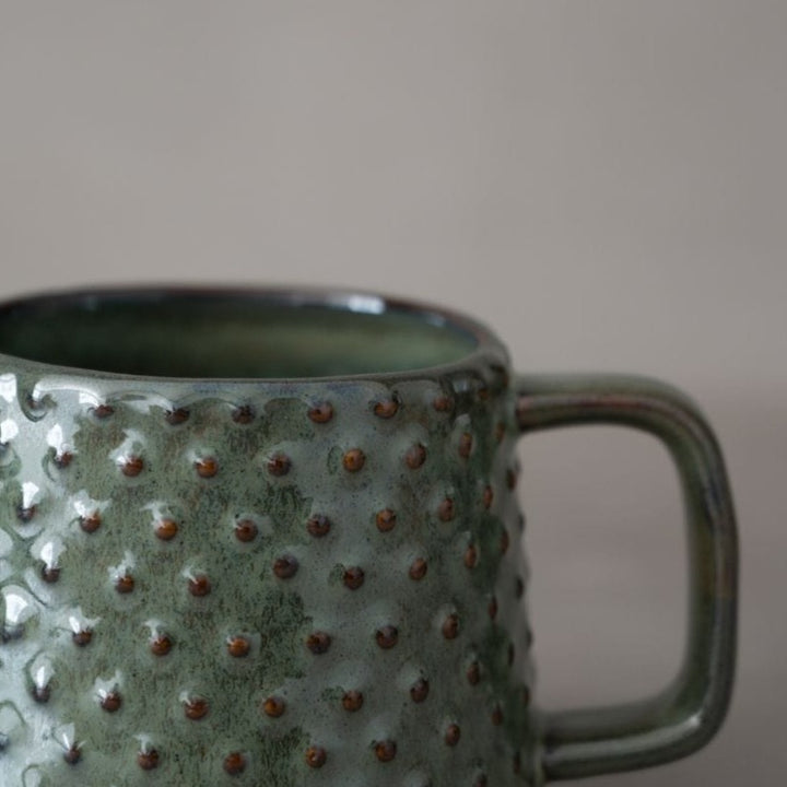 Zoco Home Kitchenware Stoneware Dotted Mug | Green/Brown 9.5x8cm