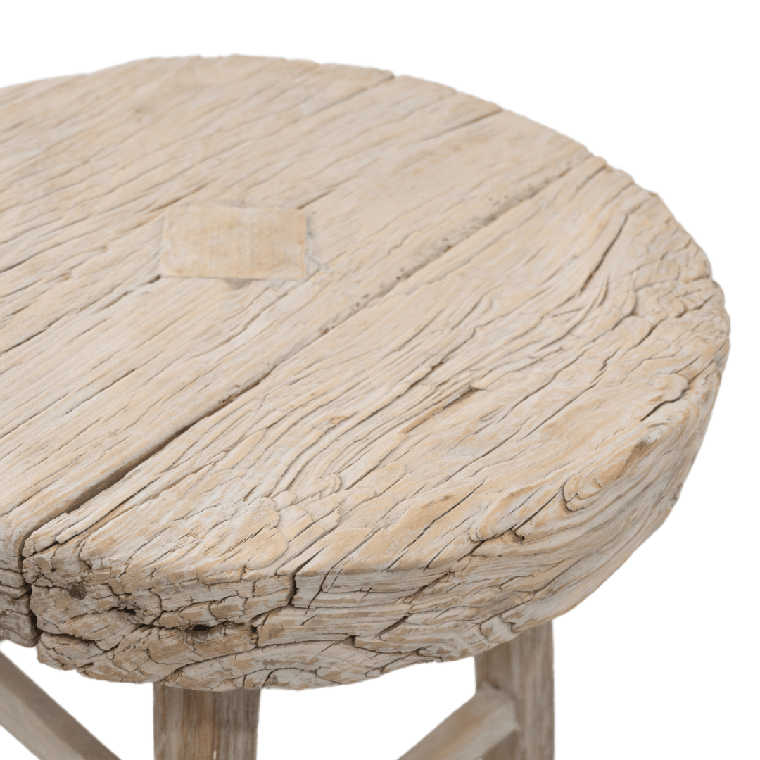 Zoco Home Vintage Elm Wood Round Coffee Table | 50cm