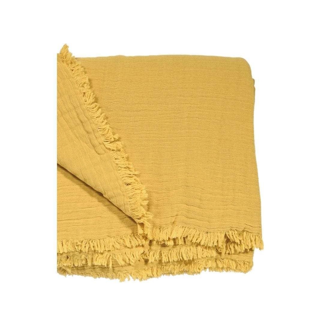 Zoco Home Washed Cotton Bedspread | Mustard 180x240cm